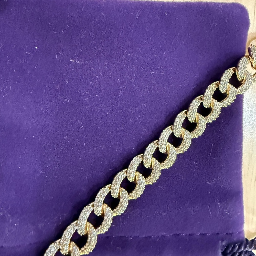 Pave Cuban Link Bracelet in Gold - Picture 2 of 5